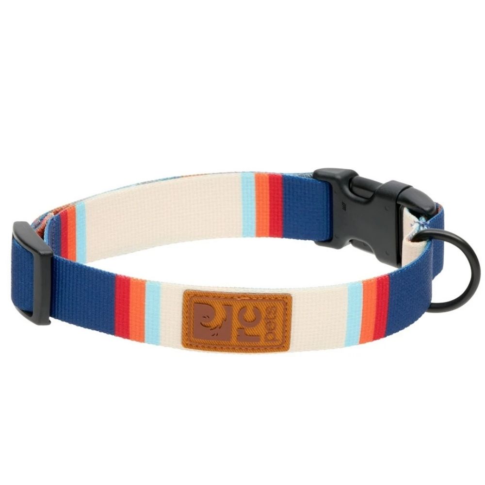 RC Pets Eco Friendly Dog Collar - Lightweight Recycled Webbing & Rust Resistant Hardware - Coastal Stripe