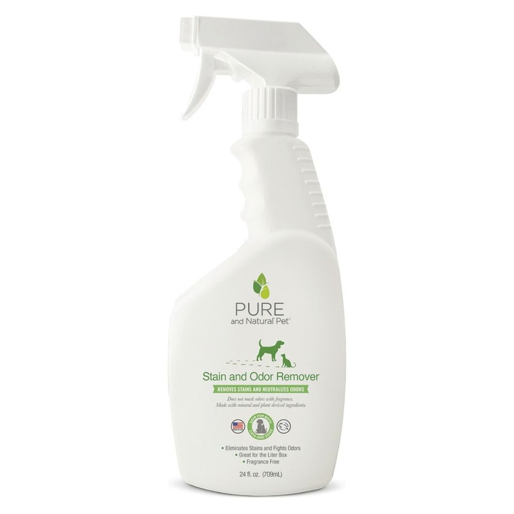 Pure and Natural Pet Stain & Odor Remover - Fragrance Free Enzyme Cleaner Spray for Dog & Cat Accidents