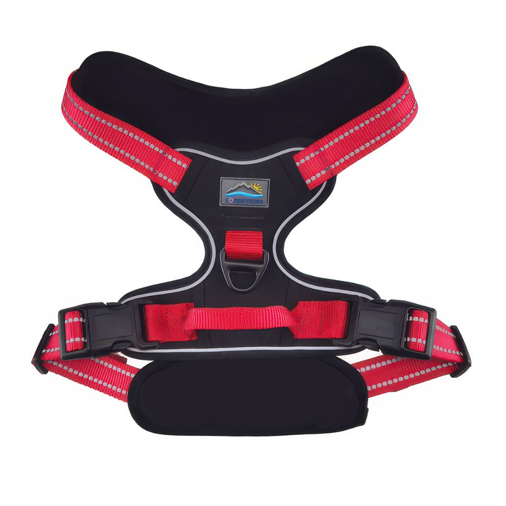 Doggie Design Venture Paw No Pull Dog Harness - Water Resistant Adventure Gear with Traffic Handle - Black Cherry
