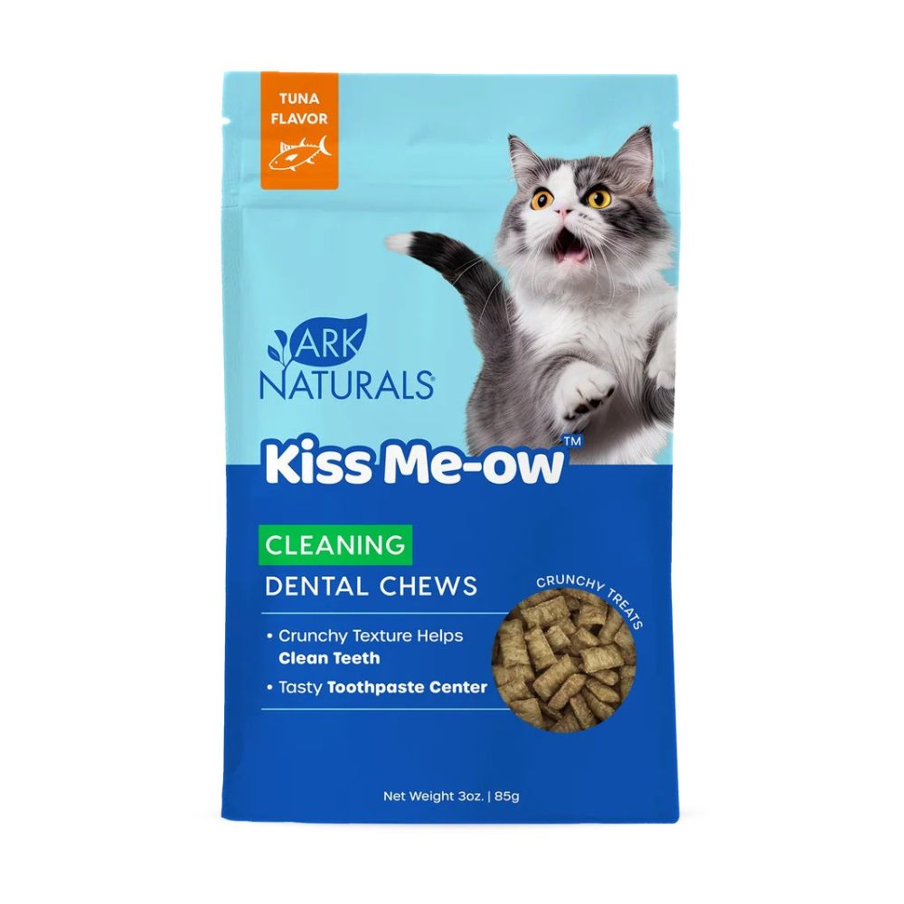 Ark Naturals Kiss Me-Ow Cleaning Dental Chews Cat Treats - Crunchy Texture, Toothpaste Center & Plaque + Tartar Control - Tuna Flavor