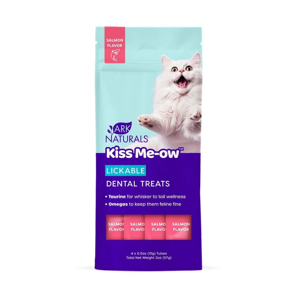 Ark Naturals Kiss Me-Ow Lickable Dental Cat Treats - Soft Paste, Toothpaste Formula & No Chewing Required - Salmon Flavor