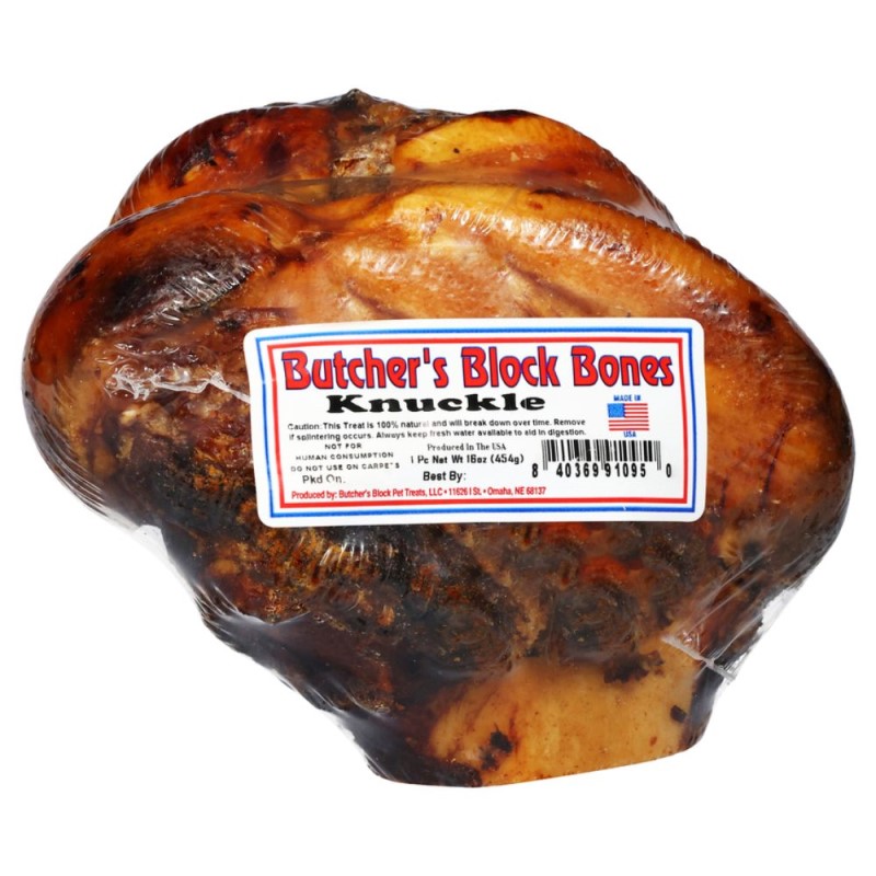 Butcher's Block Bones Dog Chew – Single Ingredient Hickory Smoked Beef Bone - Knuckle