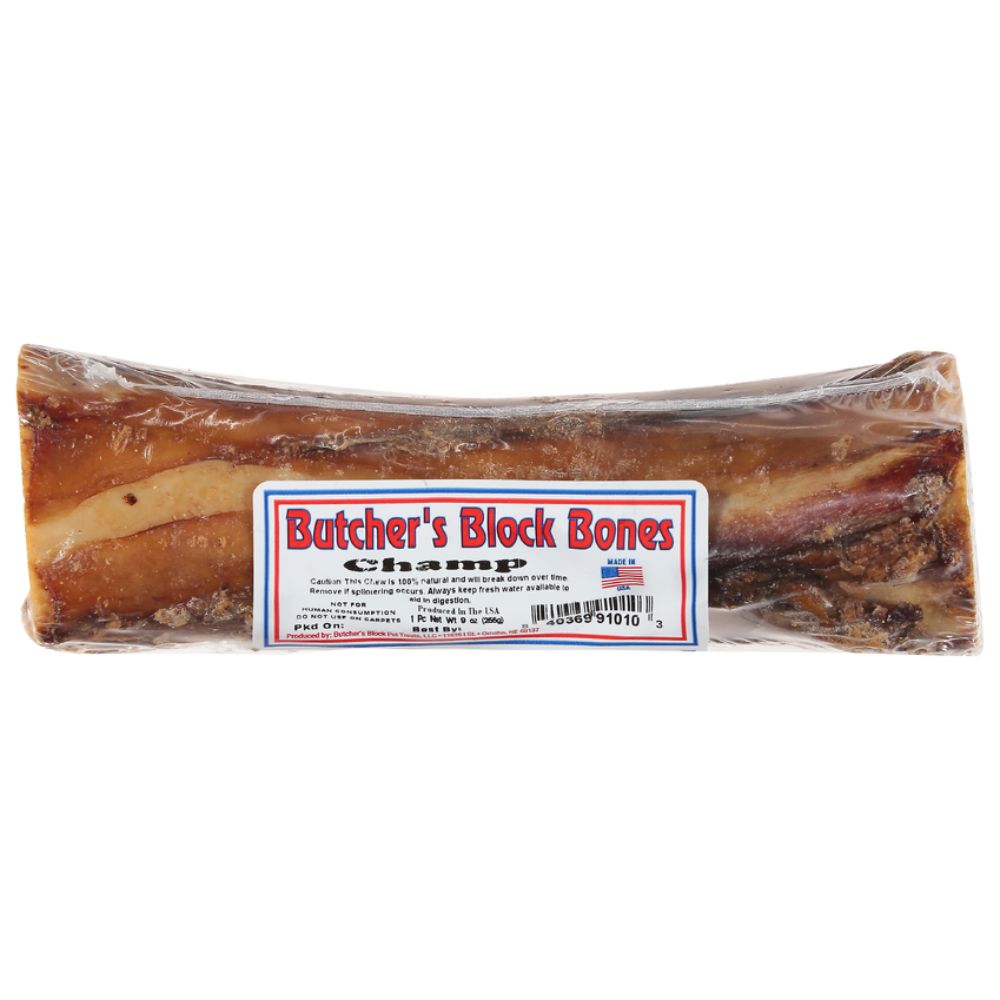 Butcher's Block Bones - Dog Chew – Single Ingredient Hickory Smoked Beef Shank Bone – Champ