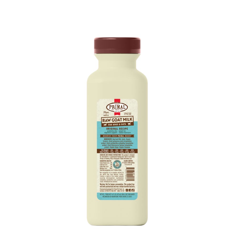 Primal - Raw Goat Milk for Dogs & Cats - Digestive Support & Hydration - Original Recipe