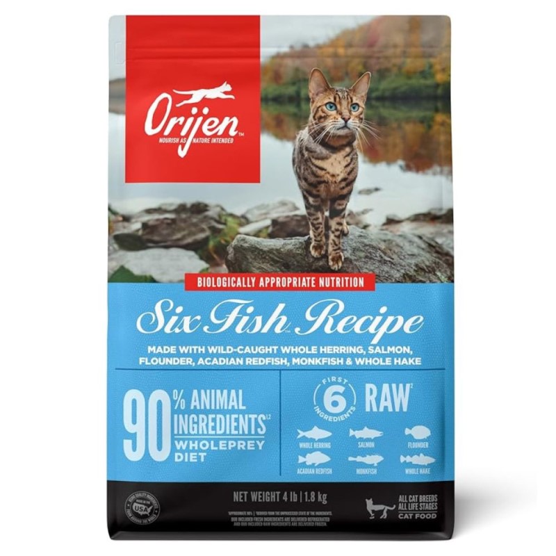 Orijen - High Protein Dry Cat Food - Grain Free with WholePrey Nutrition - Six Fish Recipe