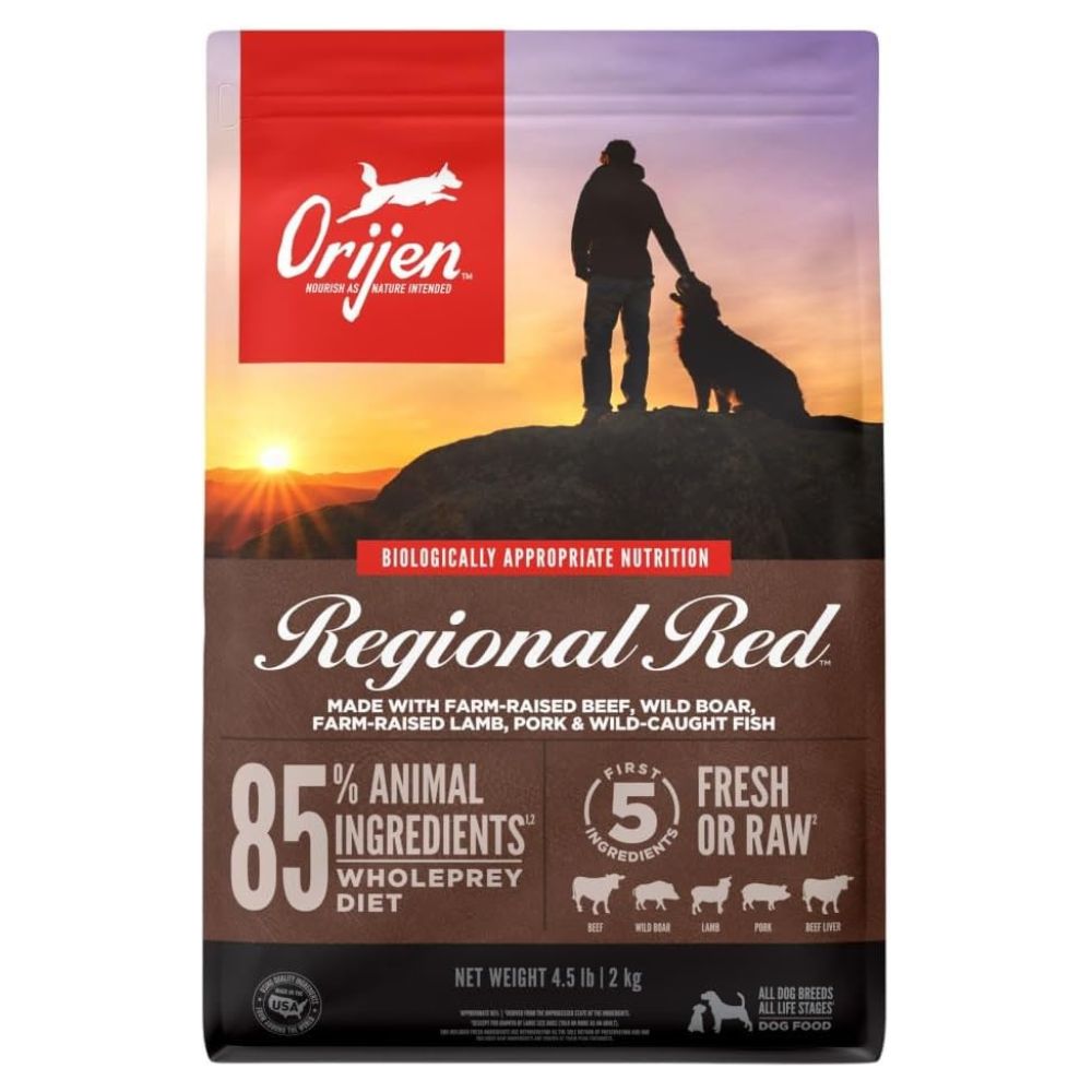 Orijen High Protein Dry Dog Food - Supports Immune & Digestive Health - Regional Red - 4.5 lbs Bag