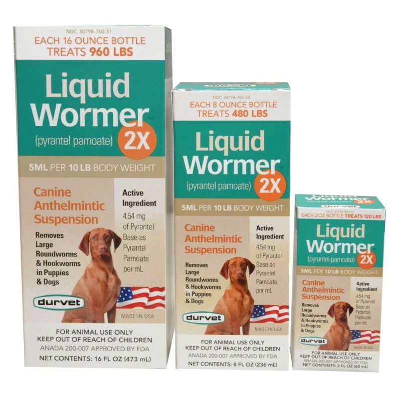 Durvet Liquid Wormer - Flavored Dewormer for Hookworms & Roundworms - Puppies & Adult Dogs