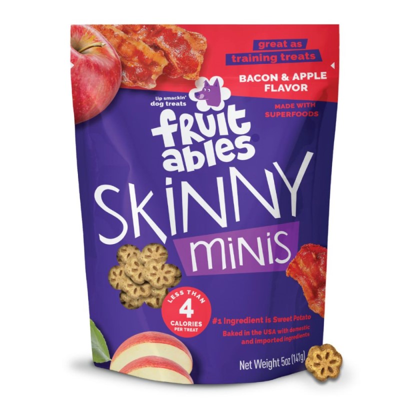 Fruitables Skinny Minis® Dog Treat - Big Flavor Low Calorie Soft Chews with Superfoods- Apple & Bacon