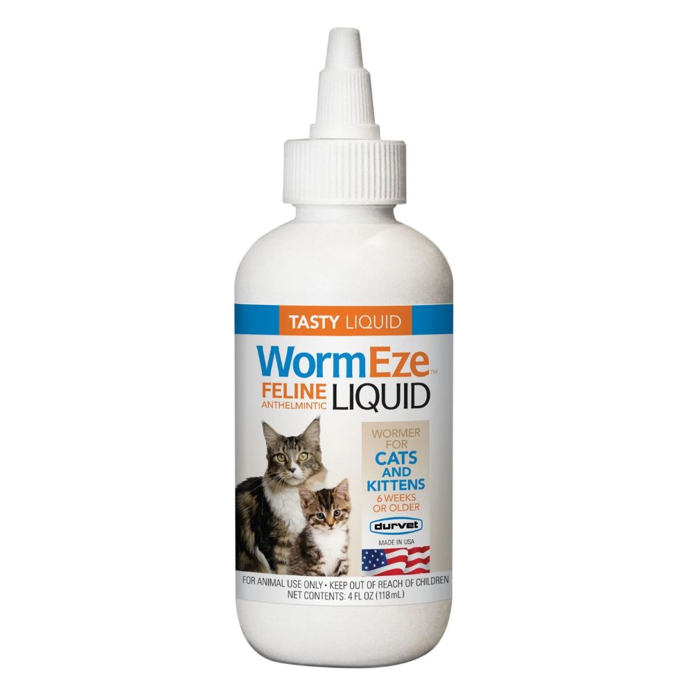 Durvet WormEze™ Liquid Wormer - Flavored Dewormer for Roundworms - Kittens & Cats