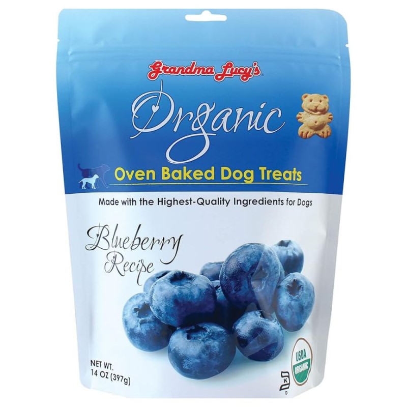 Grandma Lucy's Organic Oven Baked Dog Treats - All Natural Human Quality Ingredients - Blueberry