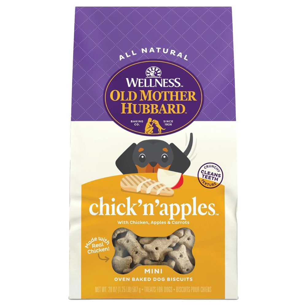 Old Mother Hubbard Crunchy Dog Treats - Natural High Protein Biscuits - Chick'N'Apples Recipe - Mini