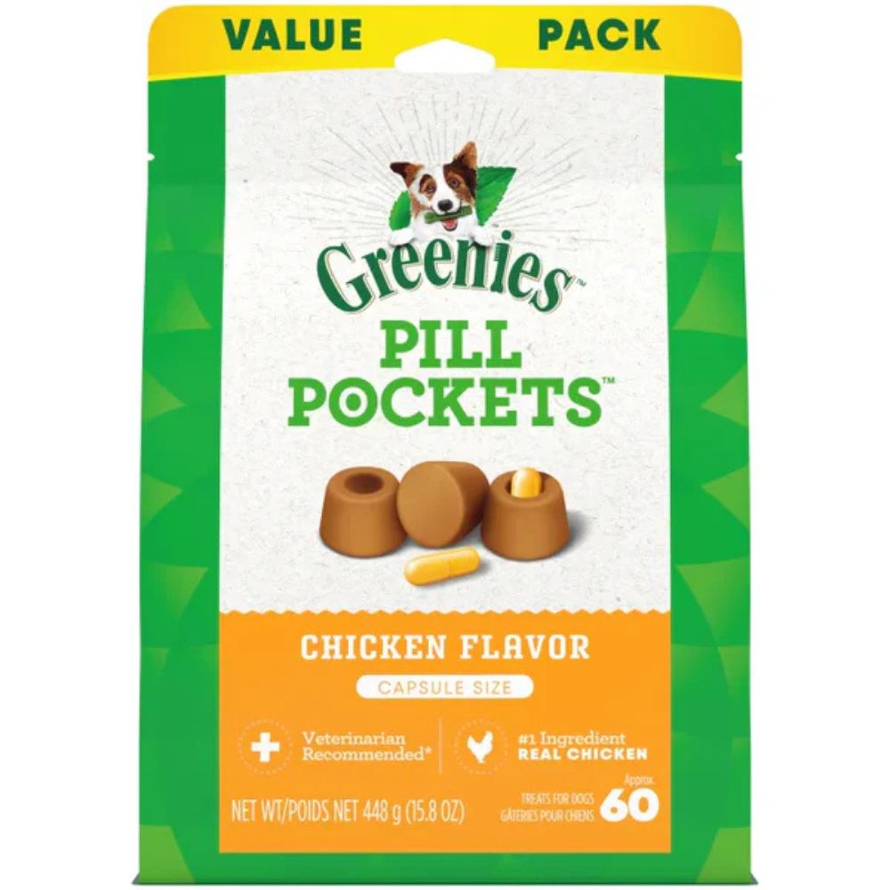 Greenies Pill Pockets Dog Treats - Easy Capsule Medication Hiding Pouch - Chicken Flavor