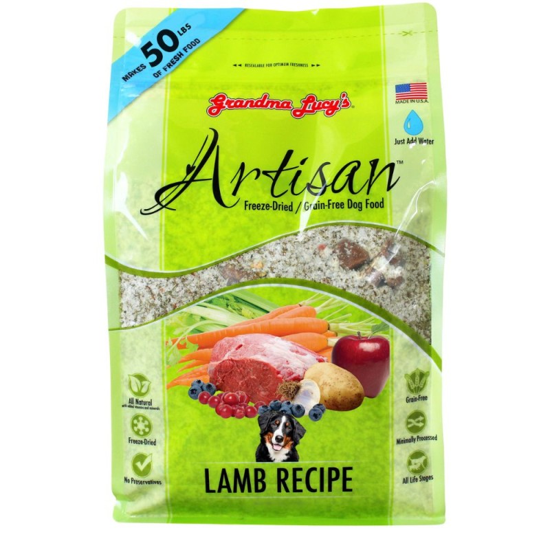 Grandma Lucy's Artisan Freeze Dried Fresh Dog Food - Grain Free All Natural Ingredients - Lamb Recipe