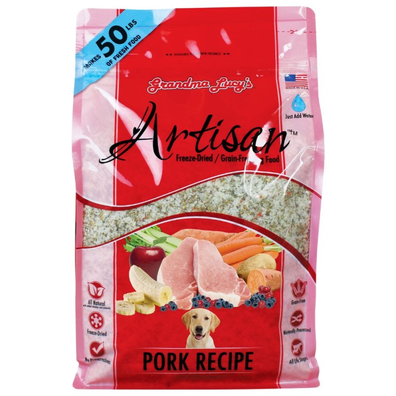 Grandma Lucy's - Artisan Freeze Dried Dog Food - Grain Free All Natural Ingredients - Pork Recipe - 10 lbs Bag