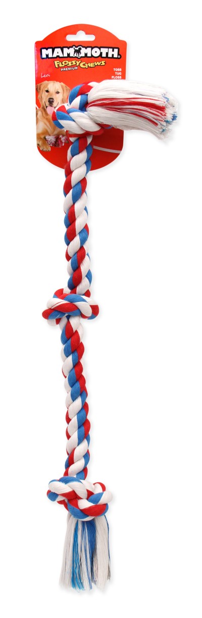 Mammoth Rope Dog Toy - Cotton Color 3 Knot Tug