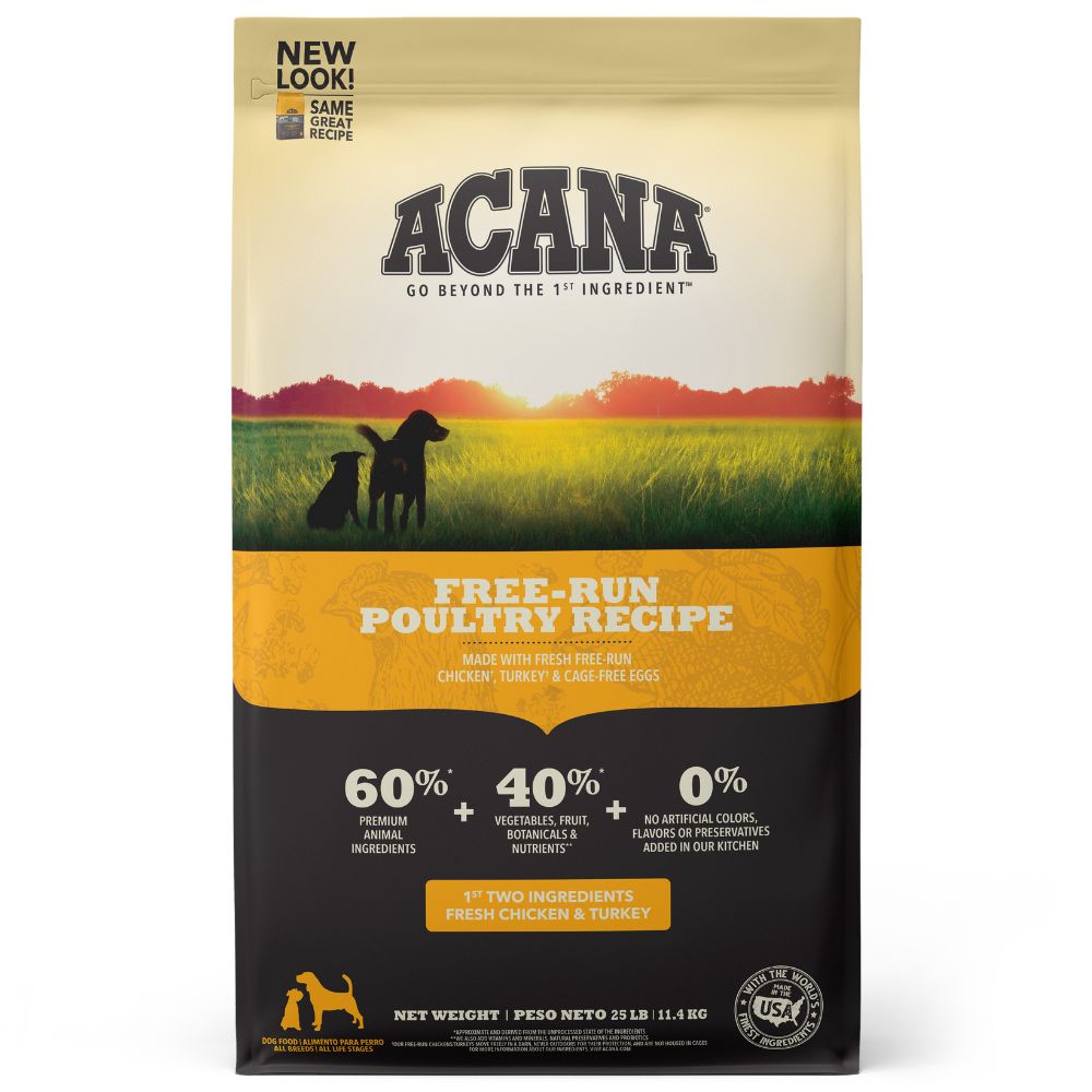ACANA - High Protein Dry Dog Food - Supports Digestion,  Skin & Coat Health - Free Run Poultry Recipe - 25 lbs Bag