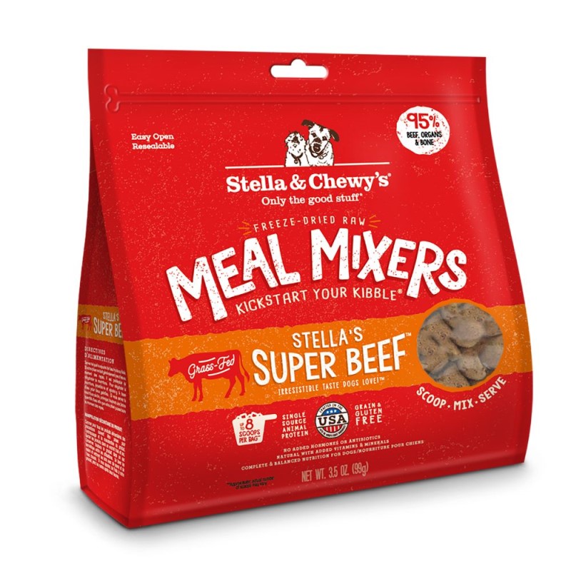 Stella & Chewy's Freeze Dried Raw Dog Food Meal Mixer - High Protein & Grain Free - Stella’s Super Beef Recipe - 3.5 oz