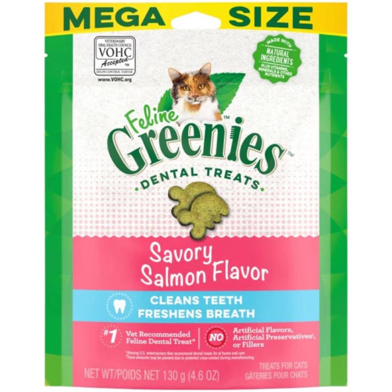 Greenies Dental Cat Treats - Crunchy Texture for Clean Teeth & Fresh Breath - Savory Salmon Flavor