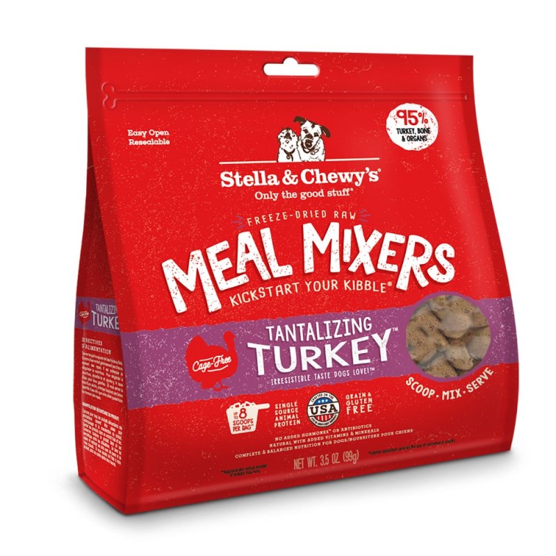 Stella & Chewy's - Freeze Dried Raw Dog Food Meal Mixer - High Protein & Grain Free - Tantalizing Turkey Meal Recipe - 3.5 oz