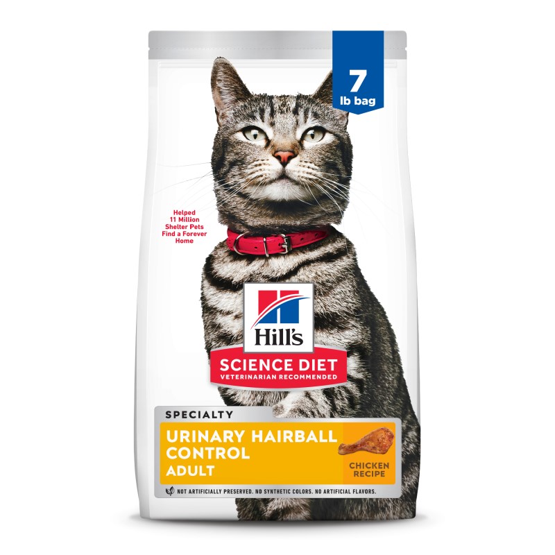 Hill's Science Diet Adult Dry Cat Food for Urinary & Hairball Control – Chicken Recipe