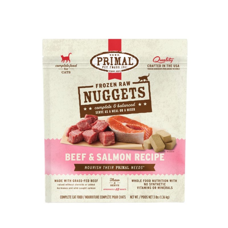 Primal - Frozen Cat Food - Nuggets -  Beef & Salmon