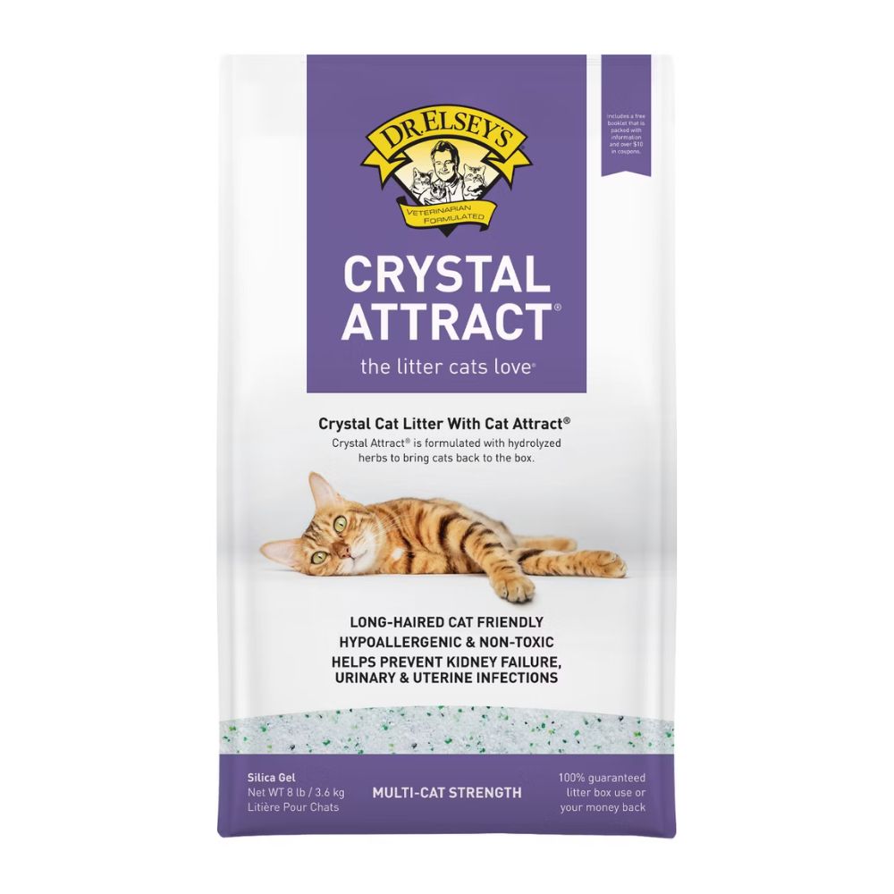 Dr. Elsey's Crystal Cat Litter - Low Tracking Silica Gel with Herbal Attractant - Long Hair Safe & Multi Cat Strength