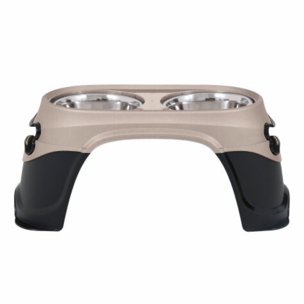 Petmate Elevated Feeder Dog Bowls – Easy Reach Diner for Senior & Large Breeds – Black/Pearl Tan