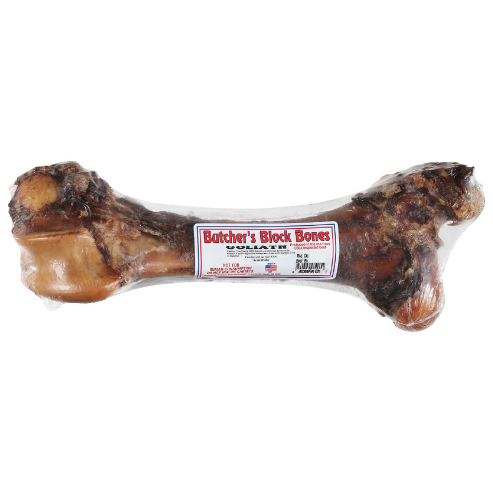 Butcher's Block Bones - Dog Chew – Single Ingredient Hickory Smoked Beef Femur Bone – Goliath