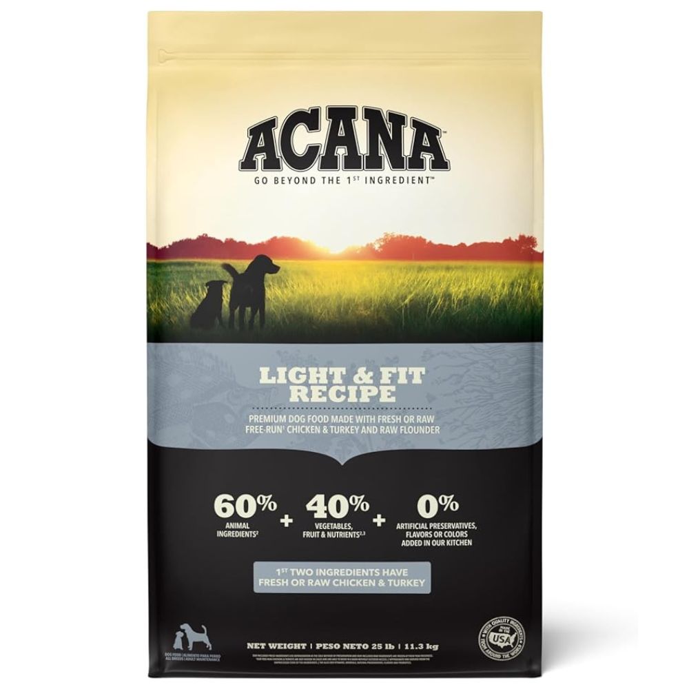 ACANA - High Protein Dry Dog Food - Grain Free Weight Management Support - Light & Fit Recipe - 25 lbs Bag