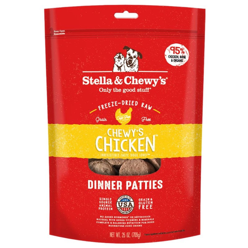 Stella & Chewy's Freeze Dried Raw Dog Food Dinner Patties - High Protein & Grain Free - Chewy's Chicken Patties - 25 oz
