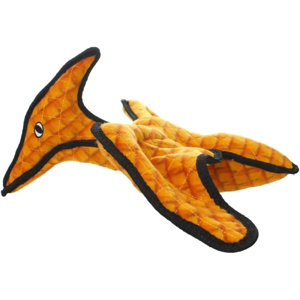 TUFFY Plush Dog Toy - Durable Multi Layer Fabric with Squeaker for Fetch &amp; Tug Play - Pterodactyl