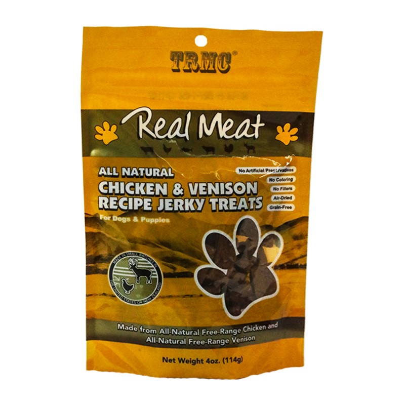 Real Meat - All Natural Dog Jerky Treat - High Protein & Air Dried Rich Flavor - Chicken & Venison Recipe