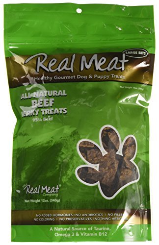 Real Meat Air Dried Dog Treats - High Protein & Grain Free Chewy Snack - Beef Jerky