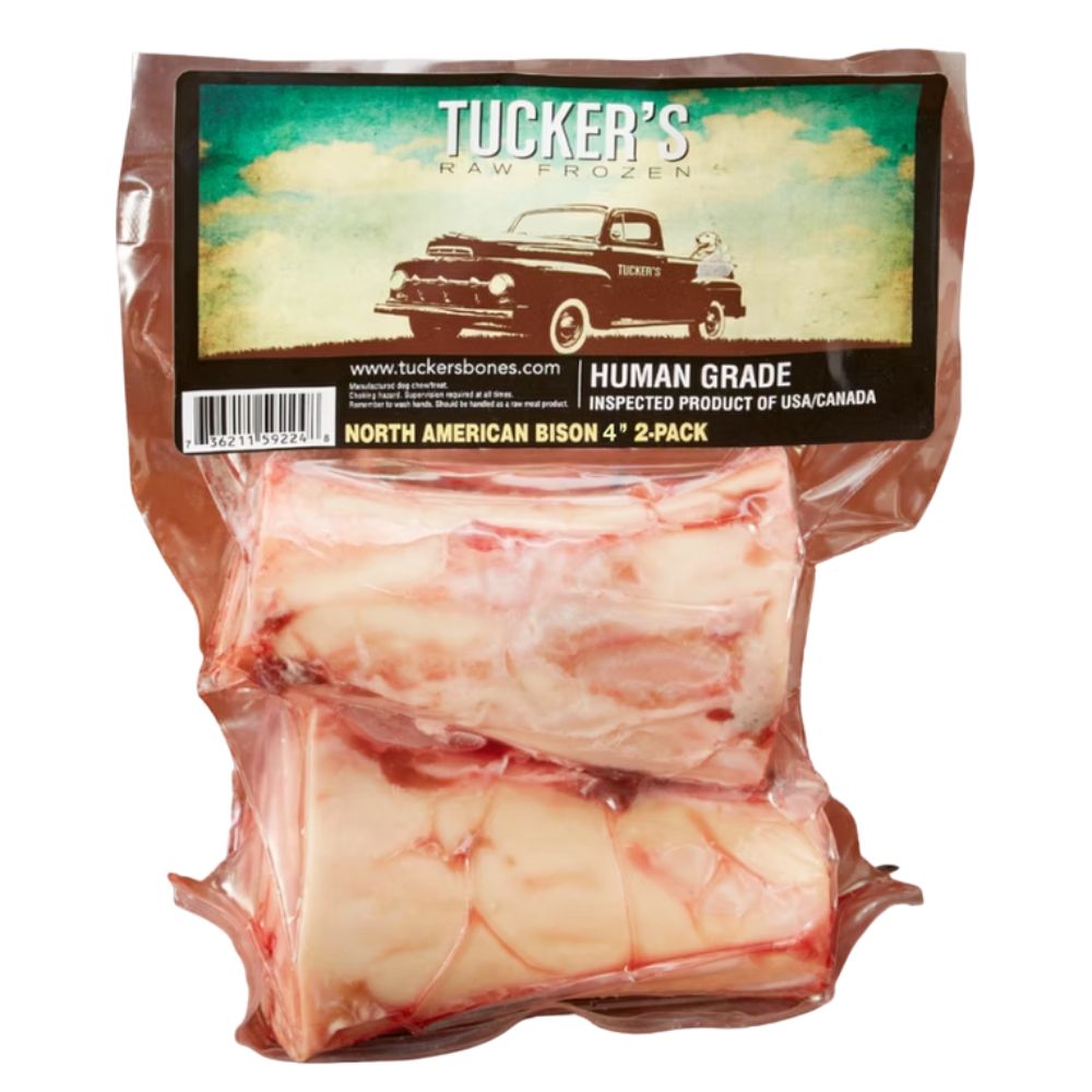 Tucker's Raw Frozen Dog Bone - Long Lasting & Nutrient Rich Chews - Bison Bone-2 Pack