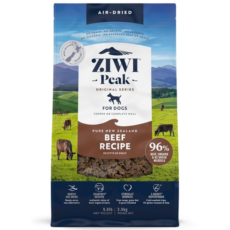 ZIWI Peak Gently Air Dried Dog Food – Grain Free & High Protein Raw Nutrition – Beef Recipe - 5.5 lbs Bag
