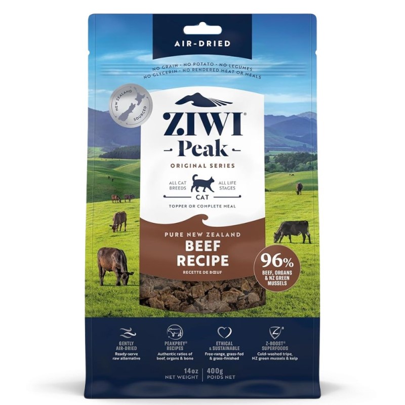ZIWI Peak Gently Air Dried Cat Food – Grain Free & High Protein Raw Nutrition - Beef Recipe