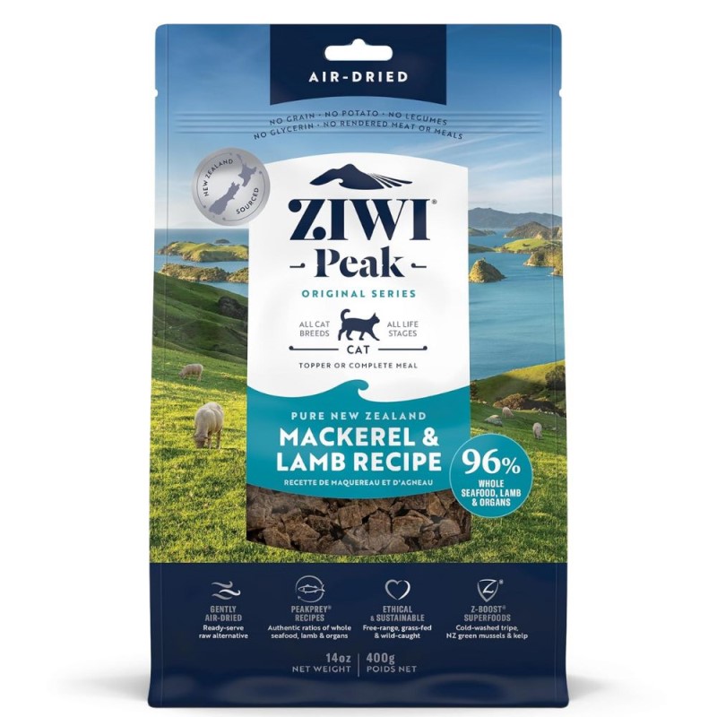 ZIWI Peak Gently Air Dried Cat Food – Grain Free & High Protein Raw Nutrition - Mackerel & Lamb Recipe