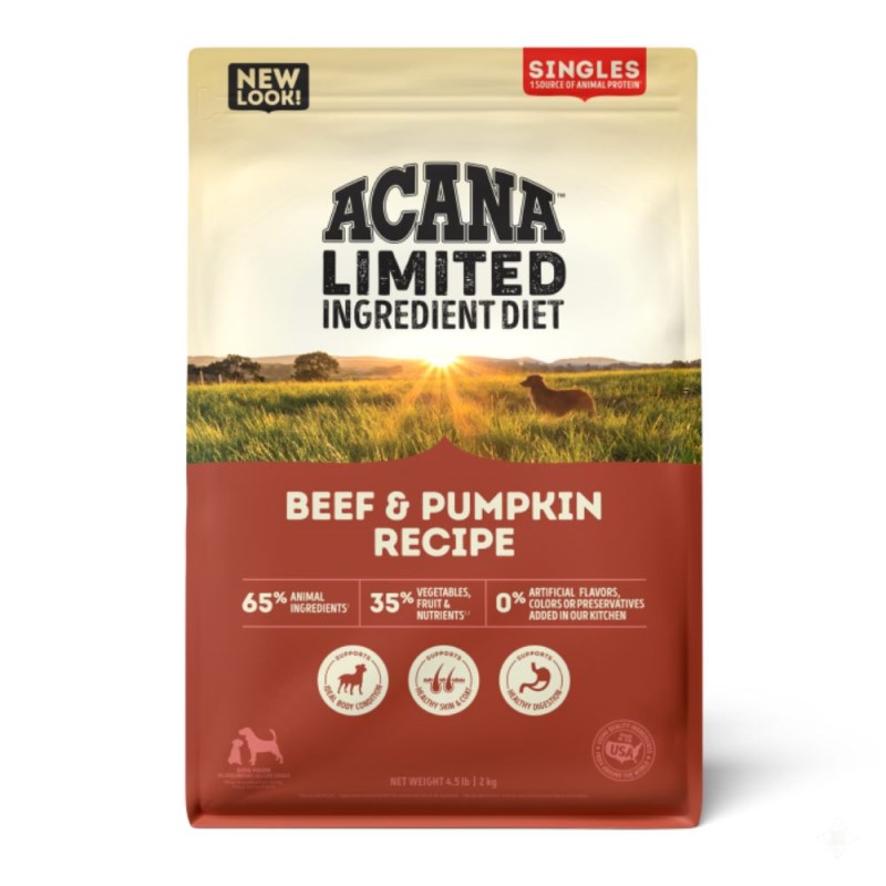 ACANA Limited Ingredient Dry Dog Food - Supports Digestive Health - Singles Beef & Pumpkin Recipe