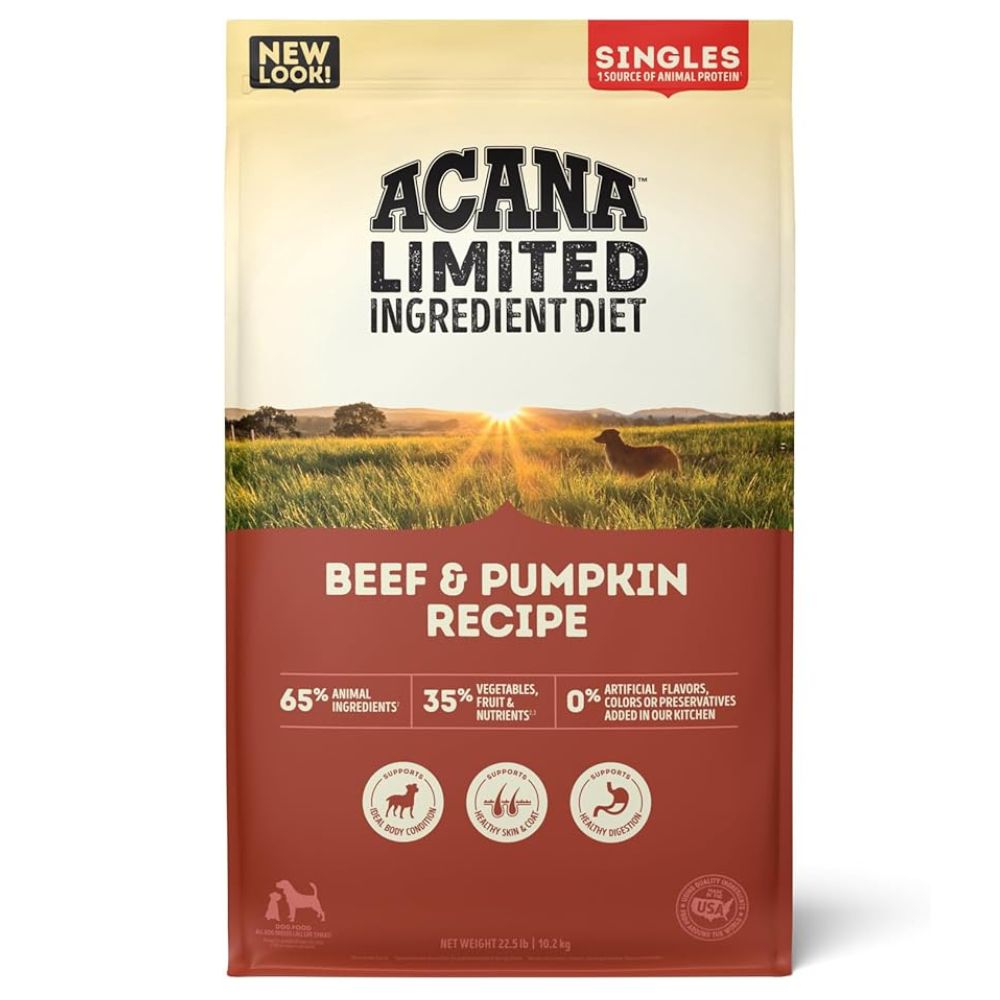 ACANA - Limited Ingredient Dry Dog Food - Supports Digestive Health - Singles Beef & Pumpkin Recipe - 25 lbs Bag