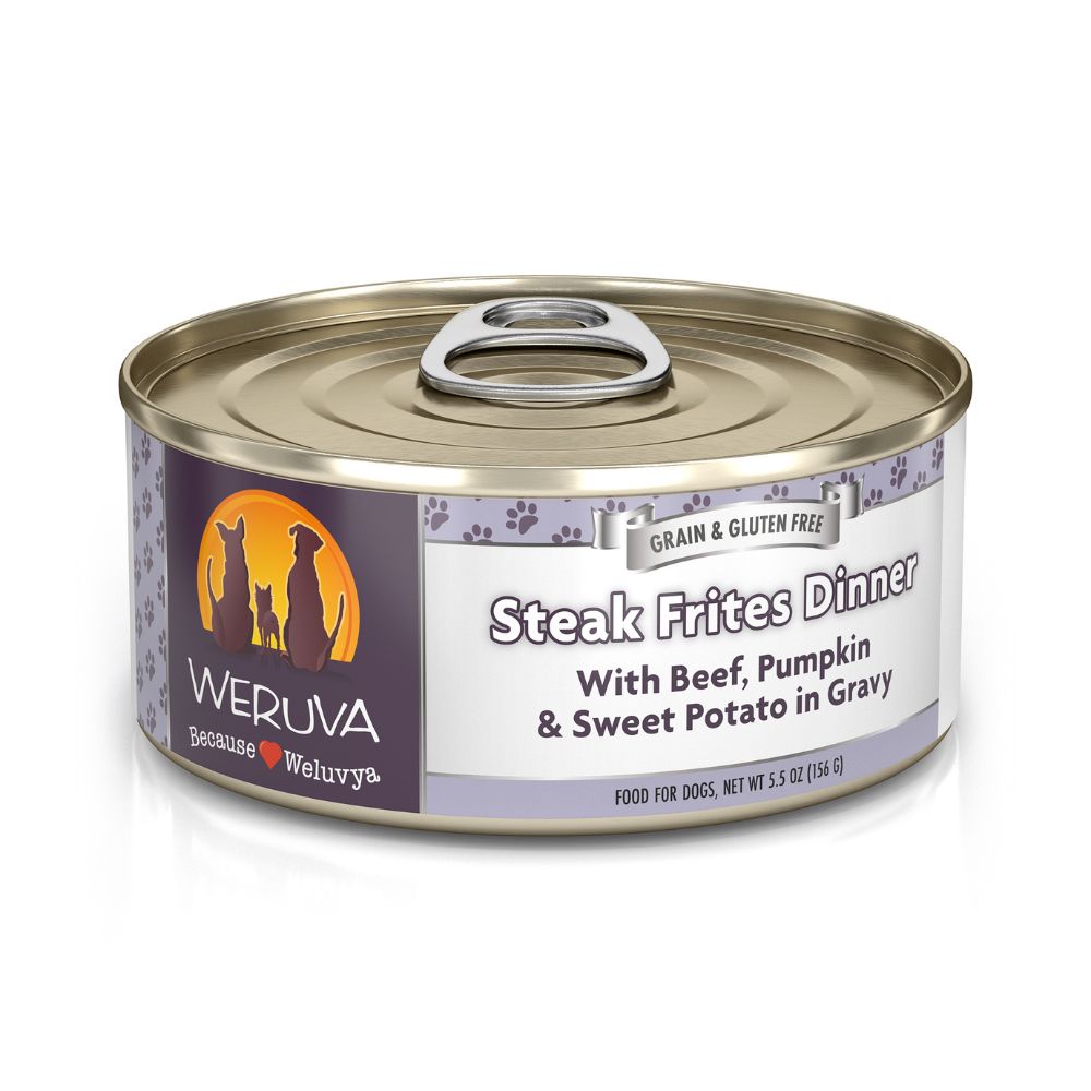 Weruva Wet Dog Food - Steak Frites Dinner with Beef, Pumpkin & Sweet Potato-Case of 24