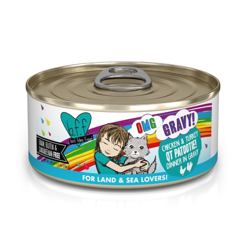 Weruva BFF OMG Wet Cat Food - Chicken & Turkey QT Patootie-Case of 8