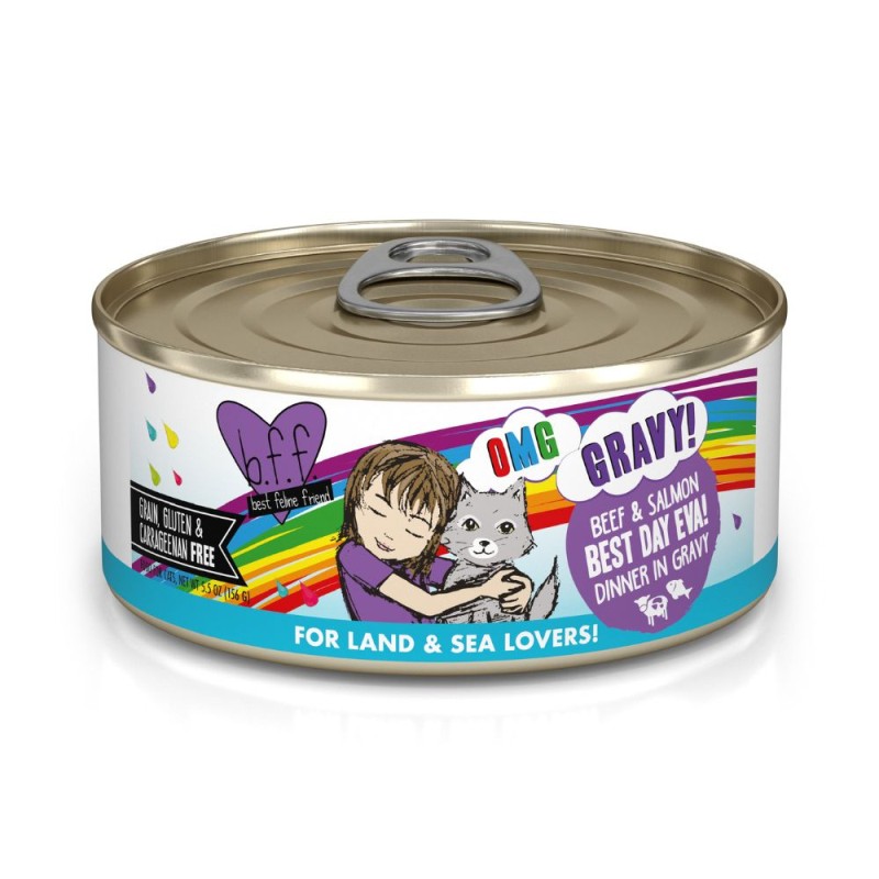 Weruva BFF OMG Wet Cat Food - Beef & Salmon Best Day Eva-Case of 8