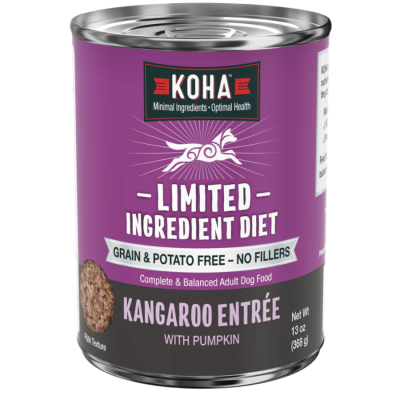 KOHA Limited Ingredient Diet Wet Dog Food - Grain Free Digestion Support - Kangaroo Entrée with Pumpkin-Case of 12