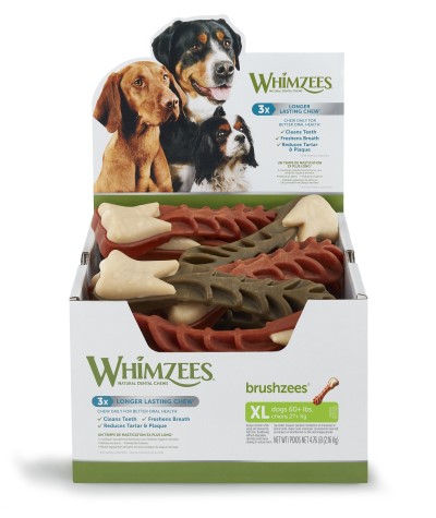 WHIMZEES Dog Dental Treat - Brushzees Natural Grain Free Dental Chews-Case of 18