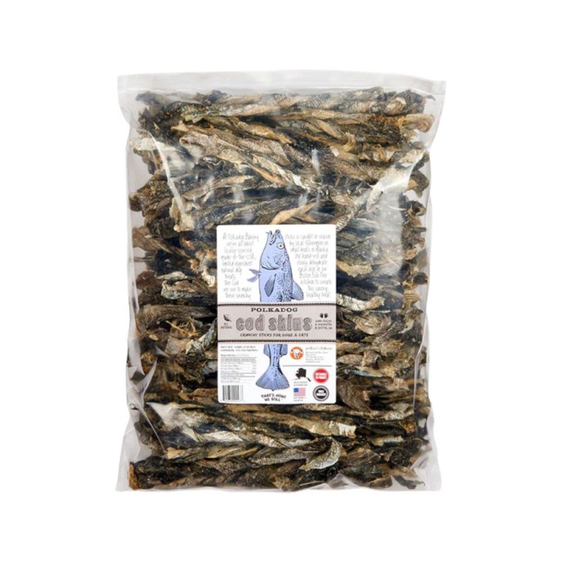 Polkadog Wild Caught Cod Skins Dog Treat - Single Ingredient Crunchy Snack