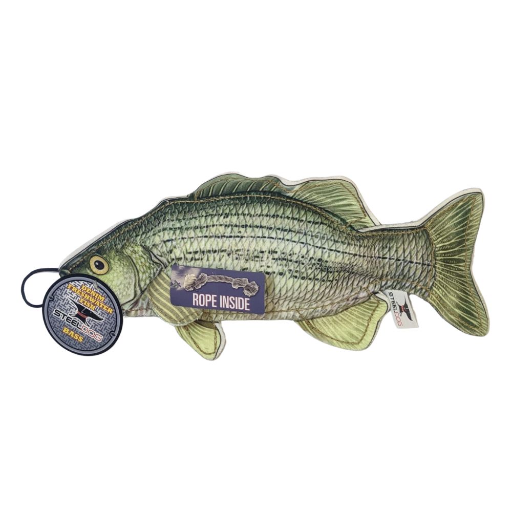 Steel Dog - Dog Toy - Denim Bass Fish with Rope