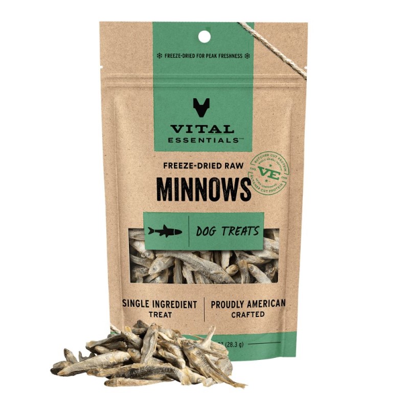 Vital Essentials Freeze Dried Raw Dog Treats - High Protein, Grain Free & Limited Ingredient - Minnows