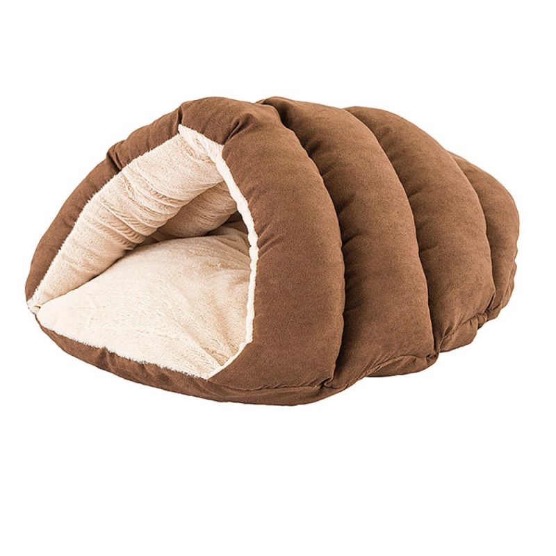 Sleep Zone Cuddle Cave Pet Bed - Covered Plush Snuggle Bed for Dogs & Cats - Chocolate