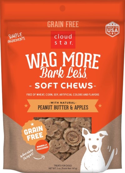 Cloud Star Dog Treats - Wag More Bark Less Grain-Free Soft & Chewy with Peanut Butter & Apples