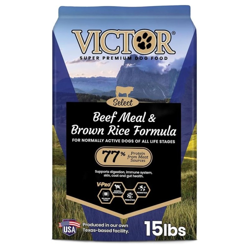 VICTOR Select Dry Dog Food - Complete & Balanced Nutrition for All Life Stages - Beef Meal & Brown Rice Formula